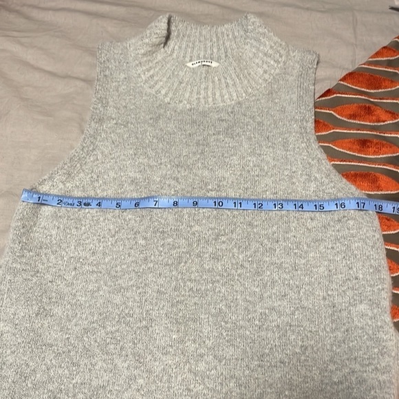 Knit Tunic Sweater Gray Med Glamorous Gray Open Side Sleeveless Mock - Picture 11 of 13